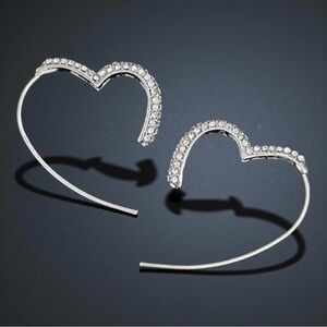 Half Open Heart Rhinestone Dangle Earrings​